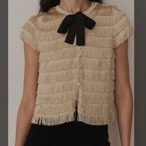 Firm price* Dôen Fringe Top with Black Bow